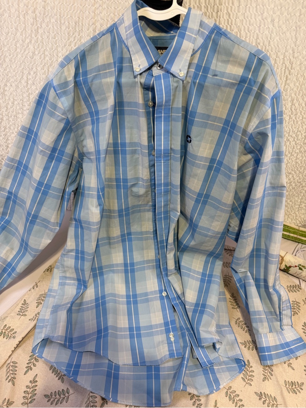 Lands' End Blue Plaid Button-Down Shirt